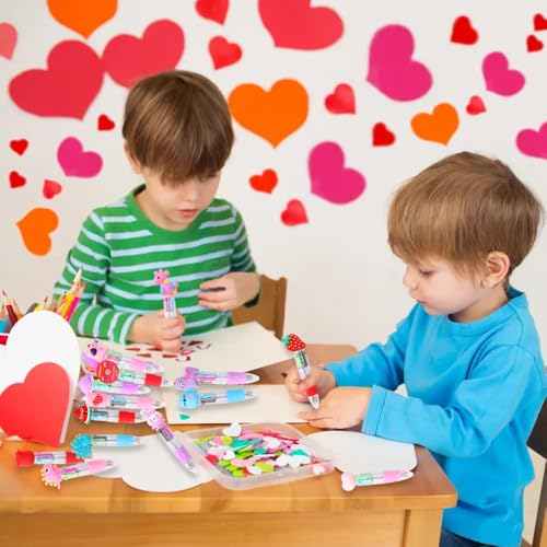 24PCS Valentines Fun Pens Cute Multicolor 4-in-1 Gifts Party Favors - style: Valentines-24pcs