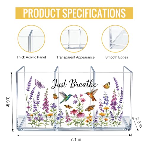 Just Breathe Acrylic Pencil Makeup Brush Holder 3 Compartments - color: Transparent066