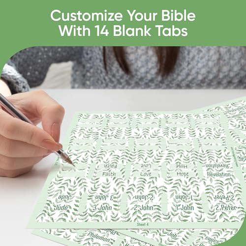 Essex Wares - Light Green Branches Bible Tabs, 80 Tabs for Women & Men - color: Light Green Branches