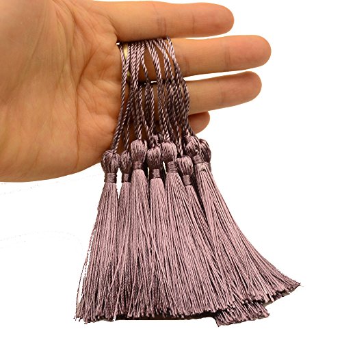 100Pcs 5 Inch Silky Bookmark Tassels for Jewelry, Souvenir(Taro) - color: Taro Color