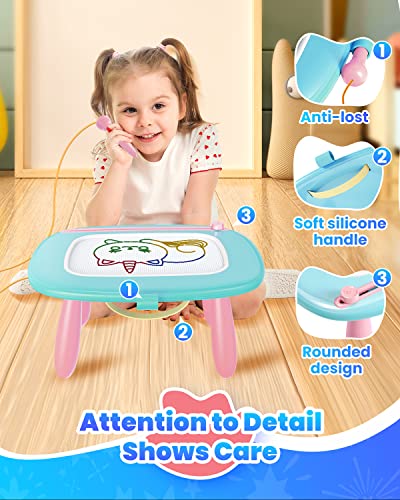 Seimome Magnetic Drawing Board, Toddler Girl Toy for 1-3 Year Old, Doodle Board Pad Learning and Educational Kids Toy for 1 2 3 Year Old Baby Birthday- Mint Blue - color: Mint Blue