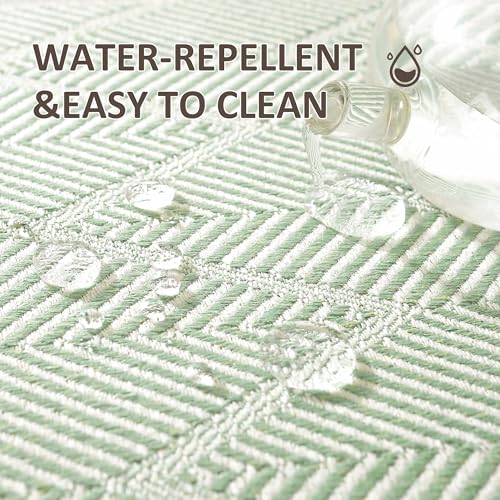 Boho Woven Placemats Set of 4, 14x18 Inch Heat Resistant Dinner Mats - color: Green Bd