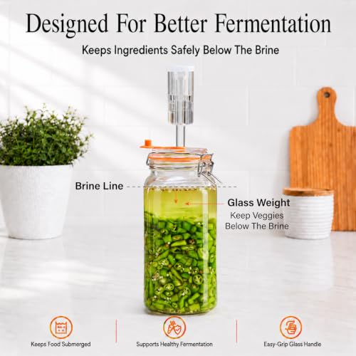 Fermentation Jars, 2L Fermenting Kit With Glass Weights, 2-Pack