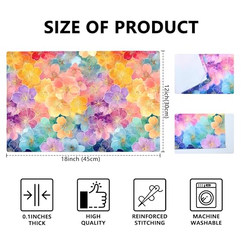 Flowers Table Placemats Set of 4 Place Mats Linen Wipeable Placemats Waterproof Rectangle Table Mat for Kitchen Dining Dinner 18 X 12 Inch - color: Flowers