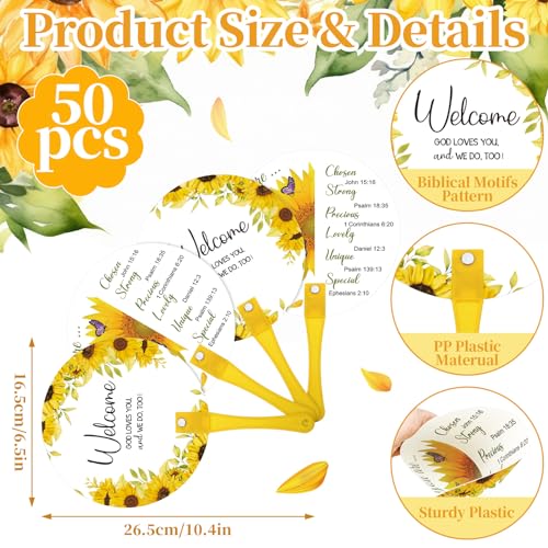 Church Handheld Fans Bulk Christian Inspiration Gifts,Sunflower - style: Sunflower