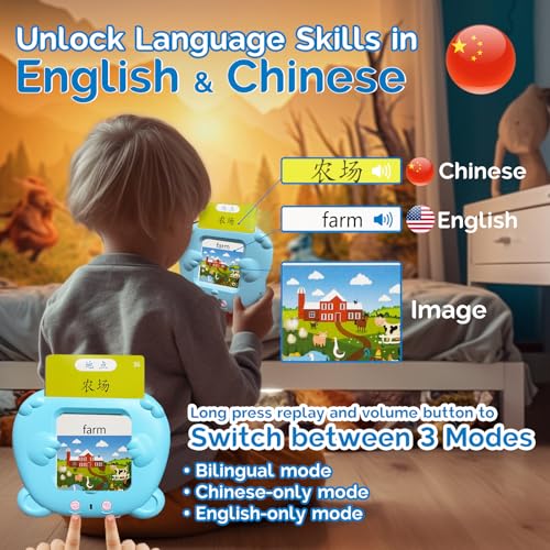 English Talking Flash Cards Bilingual for Kids - Mandarin, Blue - color: Mandarin, size: Blue