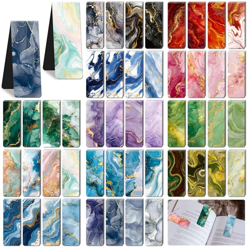 48PCS Magnetic Bookmarks Bulk Magnet Bookmarks Book Lovers Gifts - style: Marble Watercolor