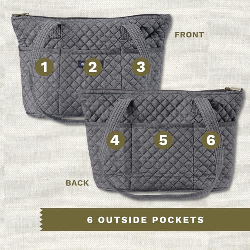 Bella Taylor Small Tote, Quilted Shoulder Bag for Women - color: Dark Denim