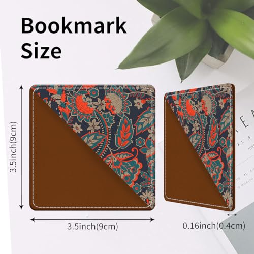 Cute Leather Bookmarks, Fun Triangle Making Corner Bookmark, Book Accessories for Reading Book Lovers, Unbreakable Page Markers for Women Men Boho Paisley Flower - color: Boho Paisley Flower