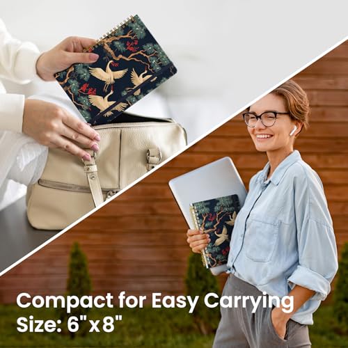 Taja Spiral Lined Journal for Women, Pretty Hardcover Journal Notebook, A5 - color: D-Crane