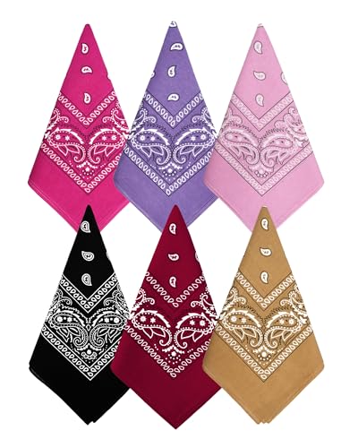 Bycc Bynn Large Soft Cotton Bandanas Pack for Men & Women 22 x 22 inches - color: S- 6 Pack-2