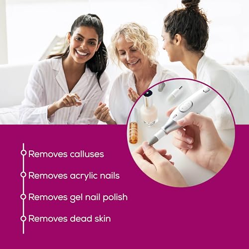 Beurer MP42 Nail Drill, 7-in-1 Nail Kit with Strong Sapphire Nail Drill Bits, Electric Nail File and Nail Buffer Includes Bright LED Light, Pedicure Kit and Manicure Set with Storage Case - color: White