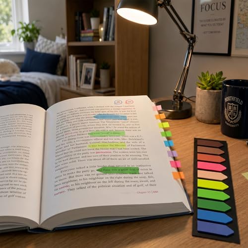 Ericter Arrow Sticky Tabs 1200 PCS, Book Annotation Tabs Writable, Translucent Sticky Notes, Page Flags & Sticky Bookmarks, Repositionable Arrow Flags Tabs for Books, Study, Office Supplies - color: Neutral Tone, size: 1200