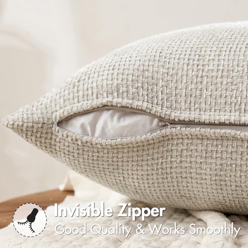 MIULEE Decorative Couch Throw Pillow Covers 16x16 Inch Neutral Beige 2 Pack - color: Beige, size: 16" x 16" (Pack of 2)