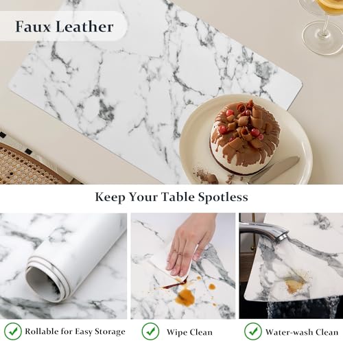 FROMHEART Faux Leather PU Placemats Set of 6 (Marble,11.8" x 17") - color: Marble, size: Set of 6