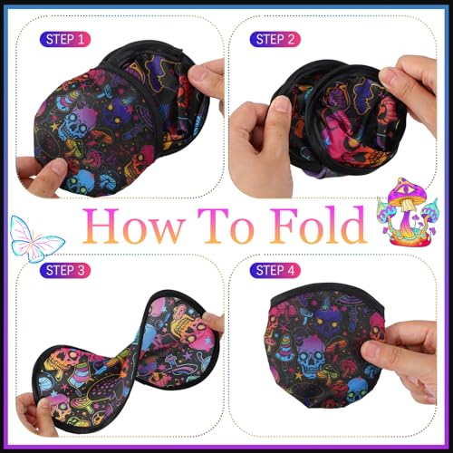 Gejoy 24 Pcs Mushrooms Skulls Foldable Flying Fan Disc Hand Fans 8 Style - color: Mushroom
