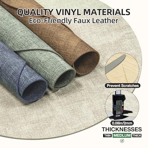 Placemats Set of 6, 15 Inch Round Faux Leather Place Mats - color: R-beige