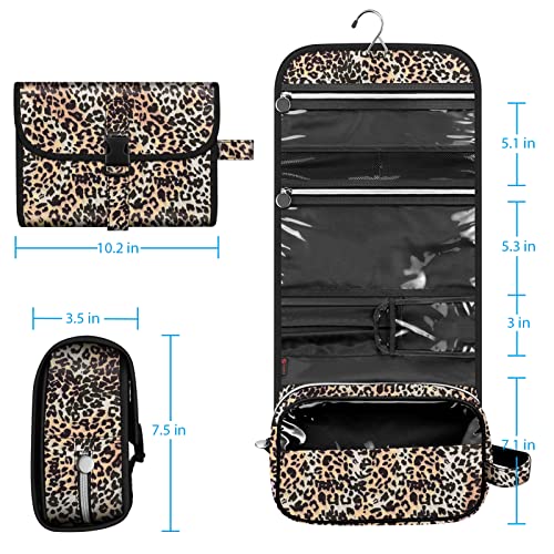 FINTIE Hanging Toiletry Bag Portable Travel Cosmetic Makeup Organizer - color: Leopard