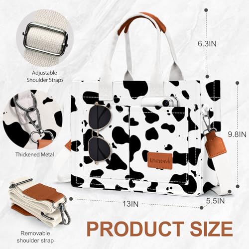 LHMTQVK Canvas Tote Bag for Women, Work & Bible Study Handbag - color: Cow