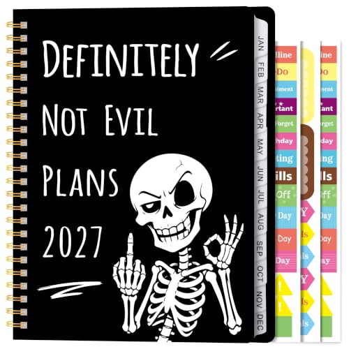 Xqumoi 2027 A5 Planner Funny Swear Skeleton Weekly and Monthly Planner Gift - color: Evil Skeleton 2027, size: A5