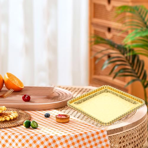 Amosfun Vintage Metal Food Tray 7.08 inch Desktop Serving Dish for Dried Fruit Dessert Snack Candy Appetizer Plate for Family Holidays Weddings Parties