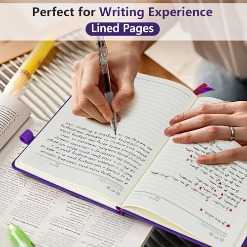 Lined Notebook 5.9"x8.5", Hardcover Leather Journal for Women Men,160 Pages - color: Purple, size: Lined Page
