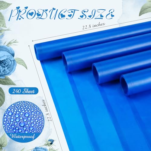 Ctosree 240Sheets Flower Wrapping Paper,Waterproof Korean Bouquet Wrap 23in - color: Navy Blue