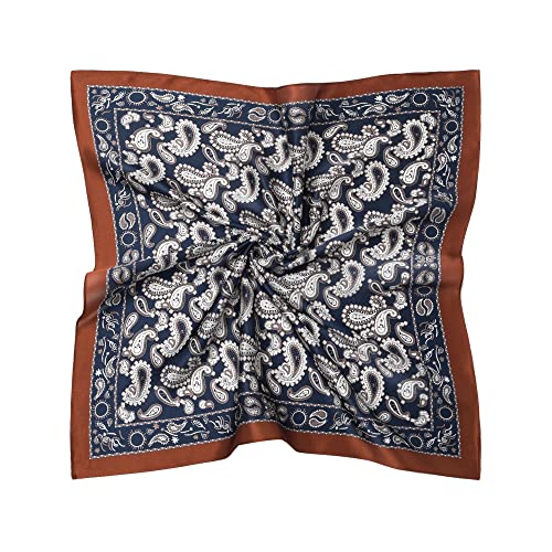 100% Mulberry Silk Scarf - 21" Square Lightweight Neckerchief, Gift Packed - color: Brown