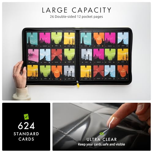 Vault X 12 Pocket XL Zip Trading Card Binder 624 Cards (Yellow) - color: Yellow, size: 12 Pocket XL