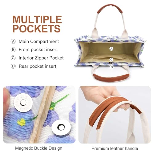 LHMTQVK Canvas Tote Bag for Women, Work & Bible Study Handbag - color: Forget Me Not