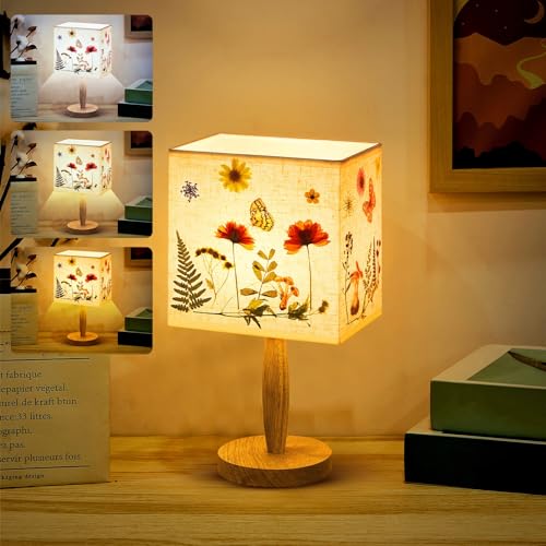 Hortsun Pressed Flower Vintage Table Lamp,Square - color: Square