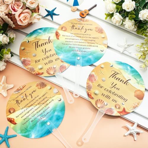 CroBlissful 100 Pcs Wedding Hand Fans for Guests Bulk, Handheld, Sunflower - style: Beach