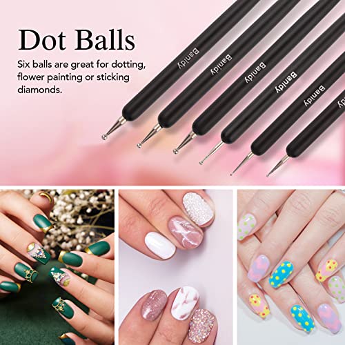 Nail Art Brushes for Gel Art Design Brush Tools Dual-Head Pen Painting Set Include Extension Brush Liner Brush Dotting Pen for DIY Manicure Polish Black