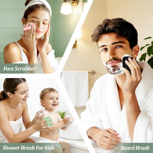 Silicone Face Scrubber & Lymphatic Contour Face Brush Set, Soft Facial Brush with Unique Side-bristle for Gentle Exfoliating & Deep Cleansing, Lymphatic Drainage Massager for Sculpting(Blackx2) - color: Black Set *2