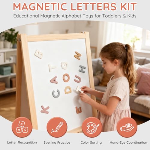 Silicone Alphabet Magnetic Letters, 30PCS Alphabet Magnets Toys ABC Letter Puzzles Preschool Educational Learning Toys Gifts for Girls Boys Toddlers Kids - color: Dark Color