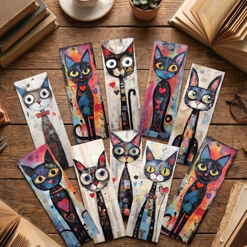 Funny Cat Bookmarks Gifts - 100 Pcs Black Cats Bookmark Paper Cartoon Pet Book Marks Page Marker Clip Favors for Women Men Office Students Bookish Teacher Book Lovers Reading Party Favor - color: Funny Cat