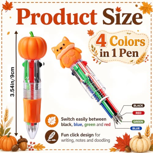 48PCS Thanksgiving Fun Pens Cute Autumn 4-in-1 Multicolor Gift Pens Bulk - style: Thanksgiving-48pcs