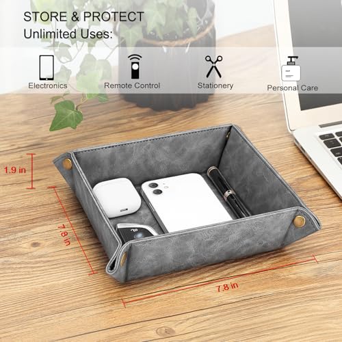 SITHON Valet Tray Desktop Storage Organizer Nightstand Caddy Holder - color: Gray
