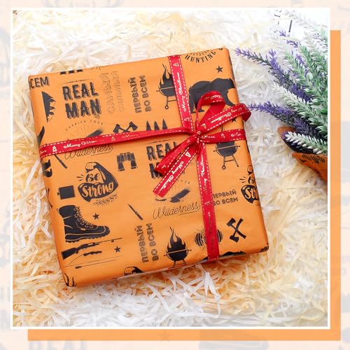 Benvo Big Tissue Paper 20x29 Inch - 20 Sheets Decoupage Craft Paper for Gift Wrapping, Letter DIY Art Projects, Spring Wedding, Birthday & Baby Shower Decorations(Style Q) - color: Orange Letter and Man Print