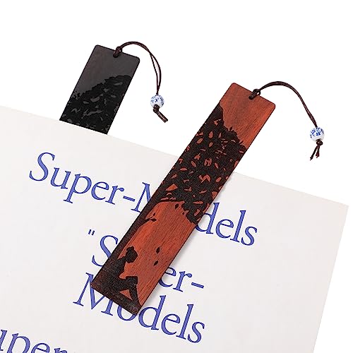 Couple Bookmarks for Men Women, Unique Wood Bookmark, Couple Gift for Men Women Boyfriend Girlfriend, Anniversary Gift (Reading Under The Tree) - style: Reading Under the Tree
