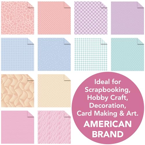 12x12 Pastel Scrapbook Paper Pad - 36 Sheets Double Sided Patterned Cardstock, 180gsm Decorative Craft Paper for Card Making Journaling Scrapbooking Spring Easter Supplies