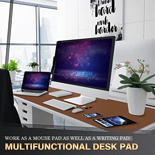 K KNODEL Extra Large Desk Mat, Leather Mouse Pad (47.2"x23.6", Brown) - color: Brown, size: 47.2" x 23.6"
