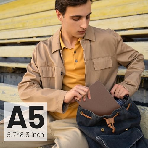 CAGIE College Ruled Journal for Men & Women, Softcover A5 Leather Notebook - color: Taupe, size: 1 Pack