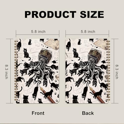 2 Pcs Funny Ink Cat A5 Spiral Notebook Journal Cute Cats Gifts for Women - color: Multicolour 0176