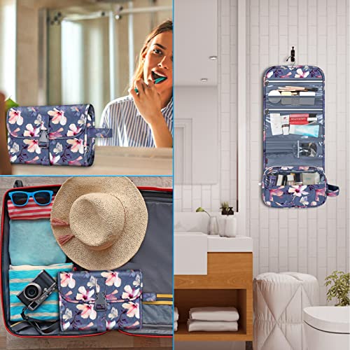 FINTIE Hanging Toiletry Bag Portable Travel Cosmetic Makeup Organizer - color: Blooming Hibiscus