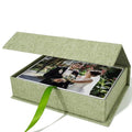 Vienrose Small Photo Storage Box, 5"x7", Linen Postcard Keeper, Grass Green - color: GrassGreen, size: 5"x7"