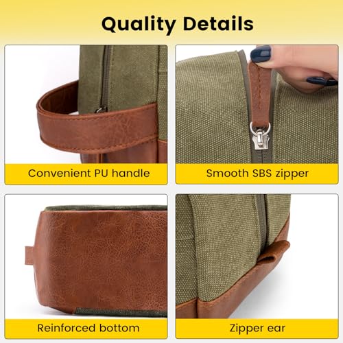 Vorspack Canvas Travel Toiletry Bag for Men, Medium, Green - color: Green, size: Medium