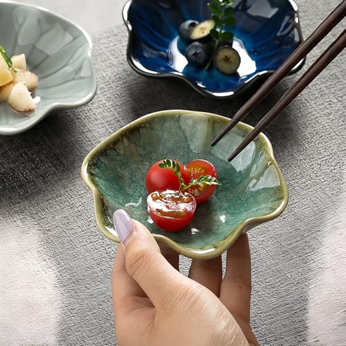 2Pcs Ceramic Jewelry Dish - Lotus Leaf Shape, for Ring Holder Necklace Small Key, Suitable for Mother Friend Sister, Gifts for Women, Cute Plate Trinket Tray, Home Decor (Emerald Green-2PCS) - color: Emerald Green-2PCS
