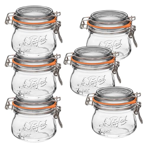 Le Parfait Super Jar 250ml (8oz) Glass Canning Jar, Wire Bail Lid, 6 Pack - color: 08oz (Set/6)