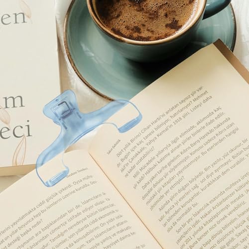 2Pcs Strong Book Clip Transparent Blue Book Page Holder Clips, Page Holders Book Reading Opener Accessories, Multifunctional Practical Book Clips Transparent Portable Reading Book Page Holders - color: Blue